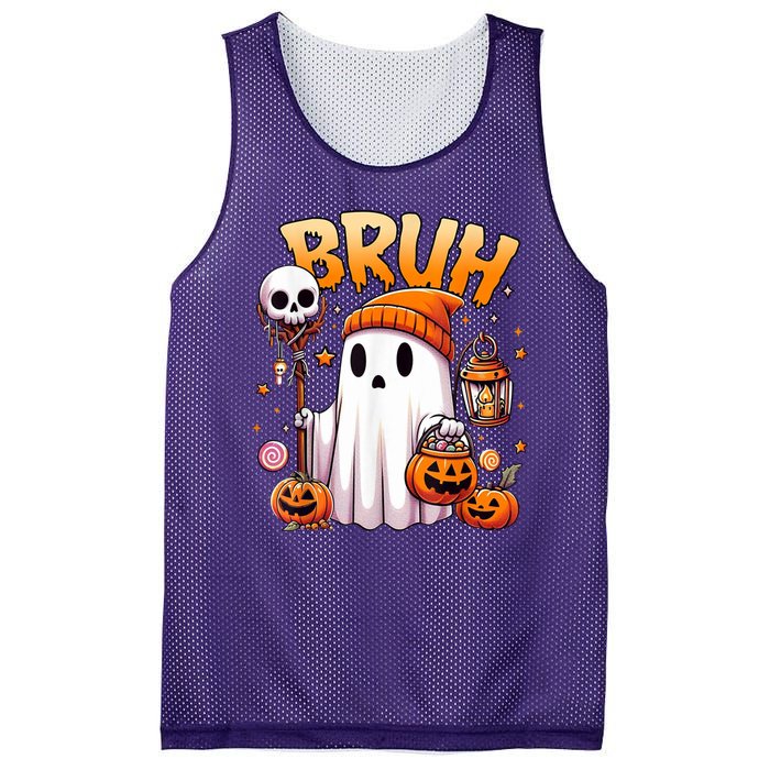 Bruh Ghost Halloween Cute Ghost Trick Or Treat Mesh Reversible Basketball Jersey Tank