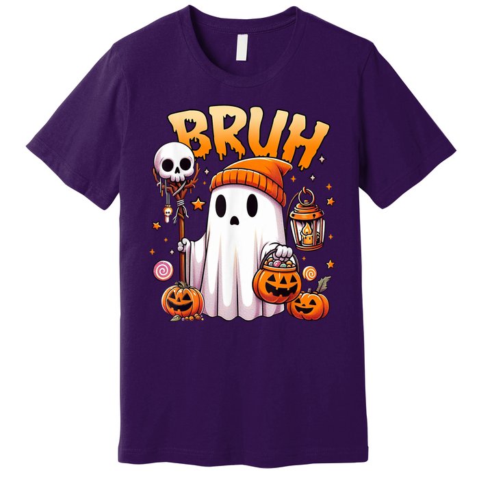 Bruh Ghost Halloween Cute Ghost Trick Or Treat Premium T-Shirt