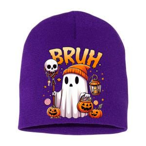 Bruh Ghost Halloween Cute Ghost Trick Or Treat Short Acrylic Beanie