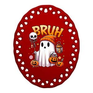 Bruh Ghost Halloween Cute Ghost Trick Or Treat Ceramic Oval Ornament