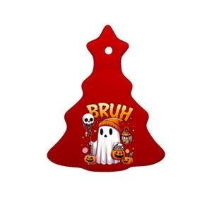 Bruh Ghost Halloween Cute Ghost Trick Or Treat Ceramic Tree Ornament