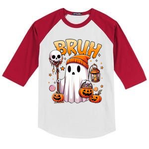 Bruh Ghost Halloween Cute Ghost Trick Or Treat Kids Colorblock Raglan Jersey