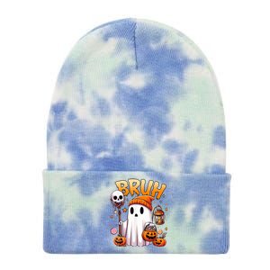 Bruh Ghost Halloween Cute Ghost Trick Or Treat Tie Dye 12in Knit Beanie