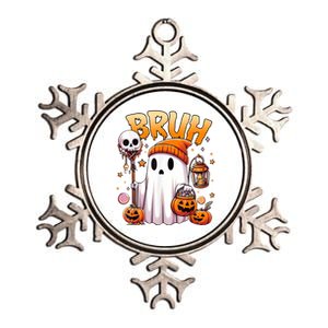 Bruh Ghost Halloween Cute Ghost Trick Or Treat Metallic Star Ornament