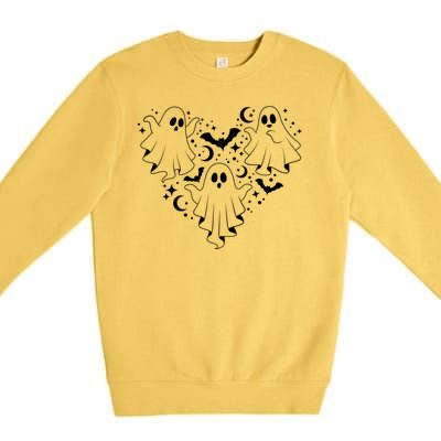 Boo Ghost Heart Halloween Festive Premium Crewneck Sweatshirt