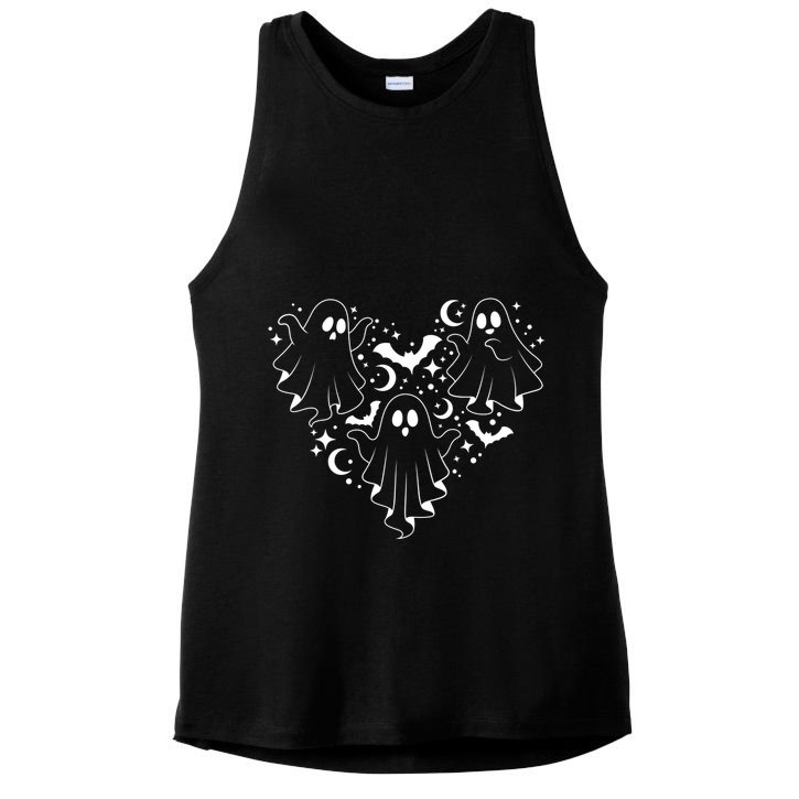 Boo Ghost Heart Halloween Festive Ladies PosiCharge Tri-Blend Wicking Tank