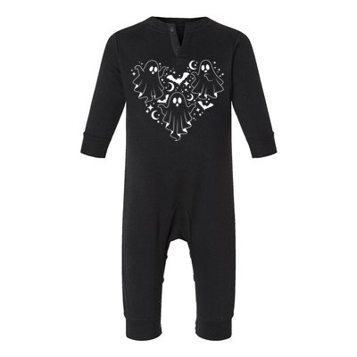 Boo Ghost Heart Halloween Festive Infant Fleece One Piece