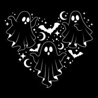Boo Ghost Heart Halloween Festive Sustainable Bucket Hat