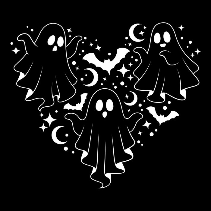 Boo Ghost Heart Halloween Festive Sustainable Bucket Hat