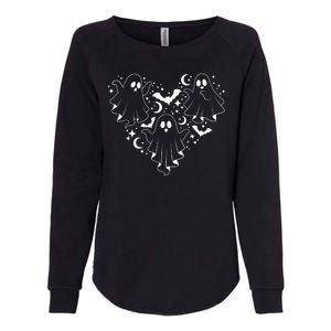 Boo Ghost Heart Halloween Festive Womens California Wash Sweatshirt