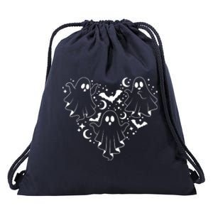 Boo Ghost Heart Halloween Festive Drawstring Bag