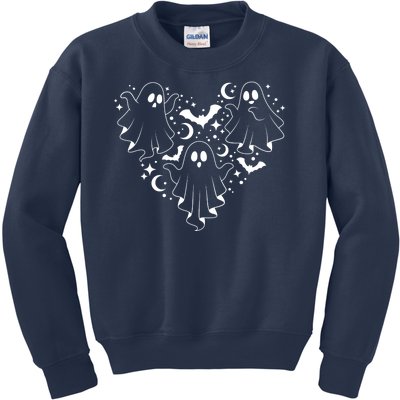 Boo Ghost Heart Halloween Festive Kids Sweatshirt