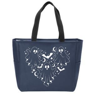 Boo Ghost Heart Halloween Festive Zip Tote Bag