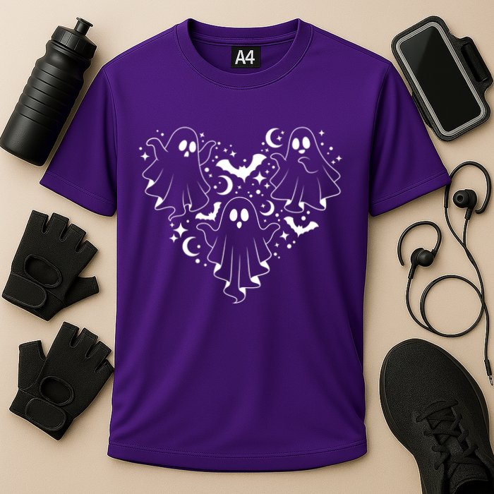 Boo Ghost Heart Halloween Festive Cooling Performance Crew T-Shirt