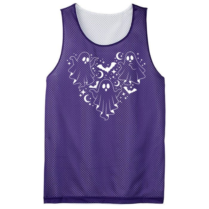 Boo Ghost Heart Halloween Festive Mesh Reversible Basketball Jersey Tank