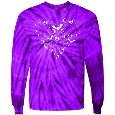 Boo Ghost Heart Halloween Festive Tie-Dye Long Sleeve Shirt