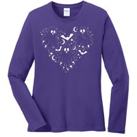 Boo Ghost Heart Halloween Festive Ladies Long Sleeve Shirt