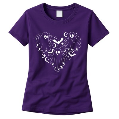 Boo Ghost Heart Halloween Festive Womens T-Shirt