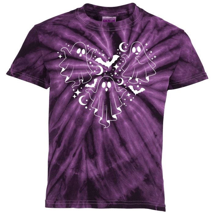 Boo Ghost Heart Halloween Festive Kids Tie-Dye T-Shirt