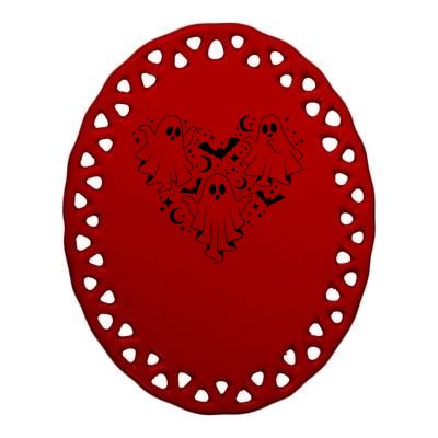 Boo Ghost Heart Halloween Festive Ceramic Oval Ornament