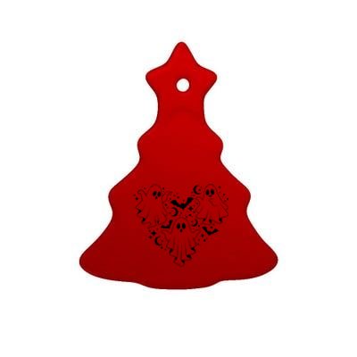 Boo Ghost Heart Halloween Festive Ceramic Tree Ornament