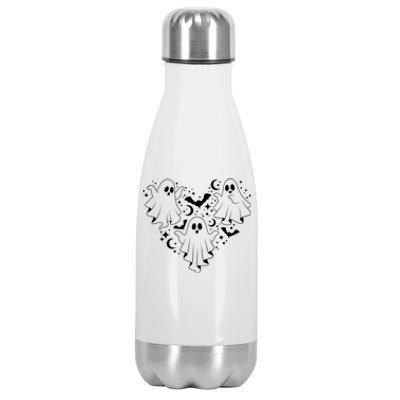 Boo Ghost Heart Halloween Festive Stainless Steel Insulated Water Bottle