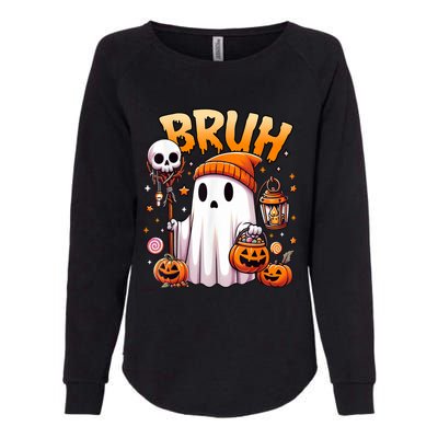 Bruh Ghost Halloween Cute Ghost Trick Or Treat Candy Womens California Wash Sweatshirt