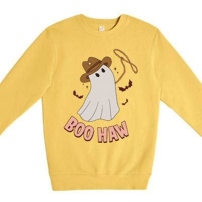 BooHaw Ghost Halloween Cowboy Cowgirl Costume Retro Premium Crewneck Sweatshirt