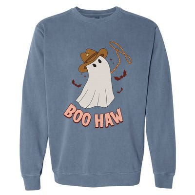 BooHaw Ghost Halloween Cowboy Cowgirl Costume Retro Garment-Dyed Sweatshirt