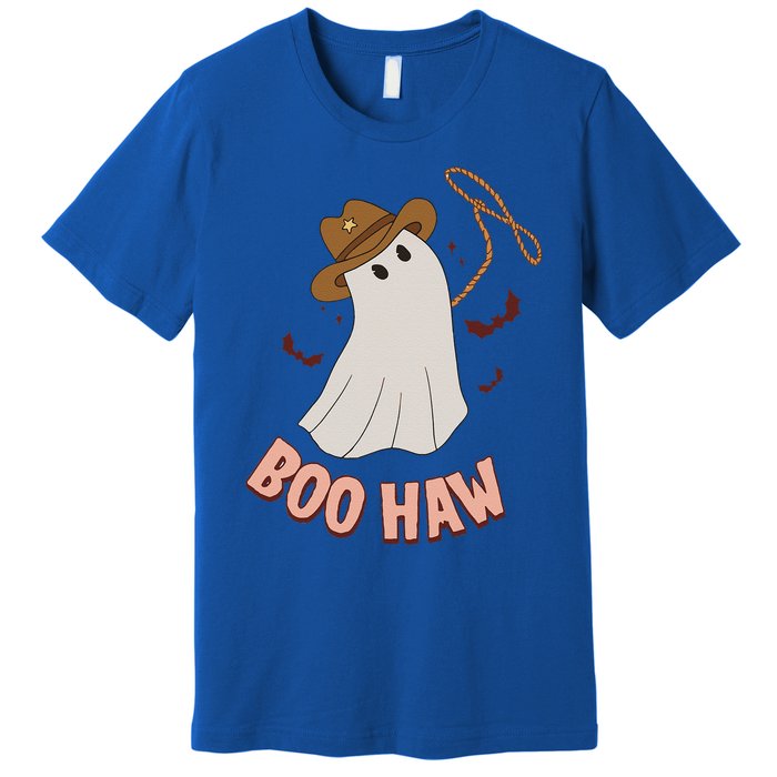 BooHaw Ghost Halloween Cowboy Cowgirl Costume Retro Premium T-Shirt