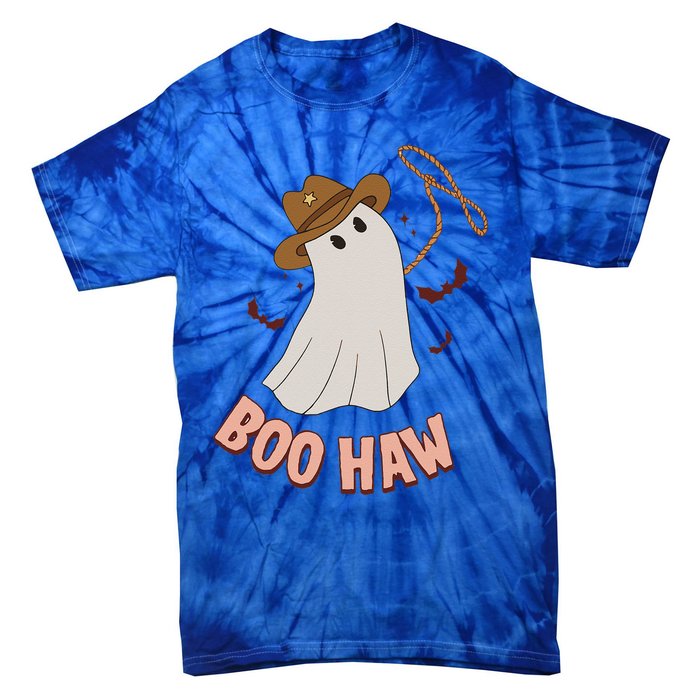 BooHaw Ghost Halloween Cowboy Cowgirl Costume Retro Tie-Dye T-Shirt