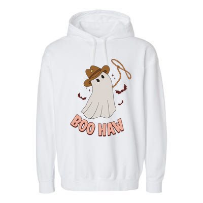 BooHaw Ghost Halloween Cowboy Cowgirl Costume Retro Garment-Dyed Fleece Hoodie