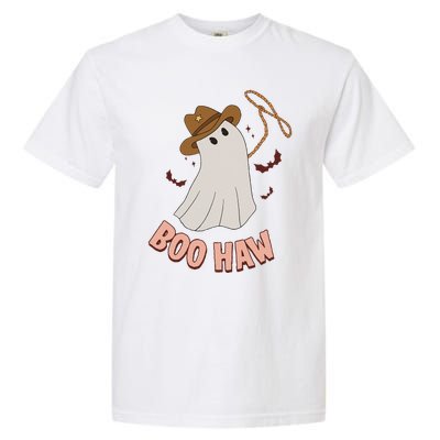 BooHaw Ghost Halloween Cowboy Cowgirl Costume Retro Garment-Dyed Heavyweight T-Shirt