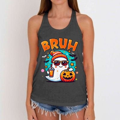 Bruh Ghost Halloween Cute Ghost Trick Or Treat Candy Women's Knotted Racerback Tank