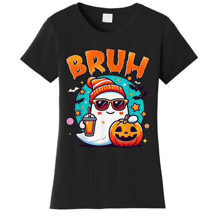 Bruh Ghost Halloween Cute Ghost Trick Or Treat Candy Women's T-Shirt