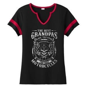 Best Grandpas Have Tattoos And Ride Motorcycles Biker Biking Ladies Halftime Notch Neck Tee