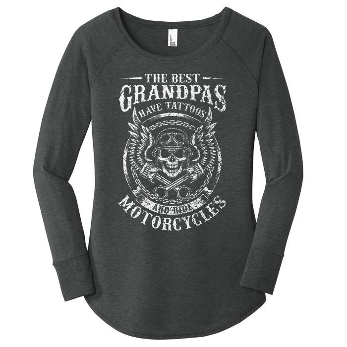 Best Grandpas Have Tattoos And Ride Motorcycles Biker Biking Women's Perfect Tri Tunic Long Sleeve Shirt