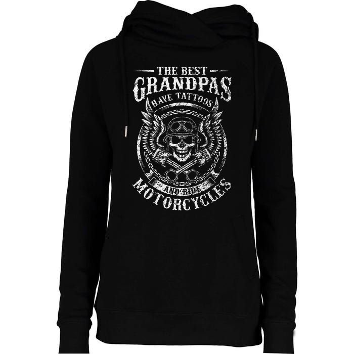 Best Grandpas Have Tattoos And Ride Motorcycles Biker Biking Womens Funnel Neck Pullover Hood