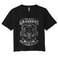 Best Grandpas Have Tattoos And Ride Motorcycles Biker Biking Women's Crop Top Tee