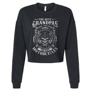 Best Grandpas Have Tattoos And Ride Motorcycles Biker Biking Cropped Pullover Crew