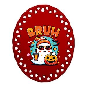 Bruh Ghost Halloween Cute Ghost Trick Or Treat Candy Ceramic Oval Ornament