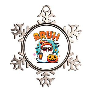 Bruh Ghost Halloween Cute Ghost Trick Or Treat Candy Metallic Star Ornament