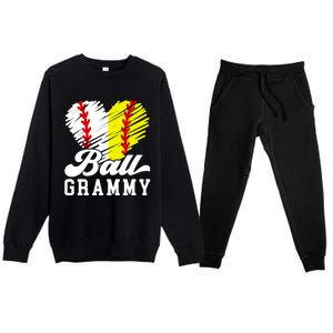 Ball Grammy Heart Baseball Softball Grammy Grandma Gift Premium Crewneck Sweatsuit Set