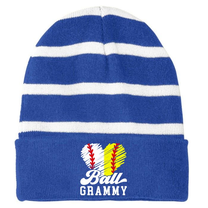 Ball Grammy Heart Baseball Softball Grammy Grandma Gift Striped Beanie with Solid Band