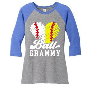 Ball Grammy Heart Baseball Softball Grammy Grandma Gift Women's Tri-Blend 3/4-Sleeve Raglan Shirt