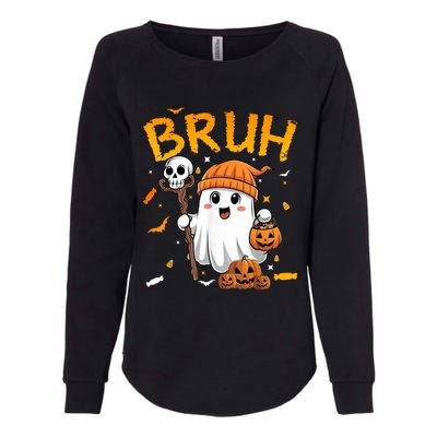 Bruh Ghost Halloween Cute Ghost Candy Funny Halloween Womens California Wash Sweatshirt