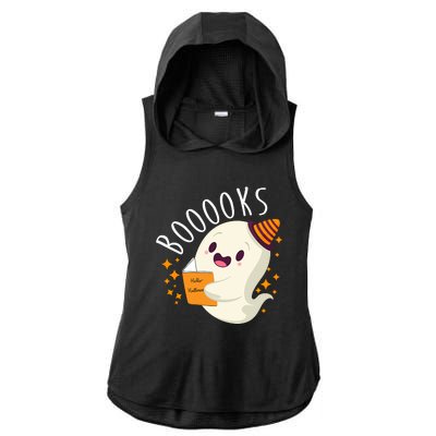 Books Ghost Halloween Cute Funny Ladies PosiCharge Tri-Blend Wicking Draft Hoodie Tank