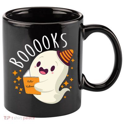 Books Ghost Halloween Cute Funny 11oz C Handle Ceramic Mug