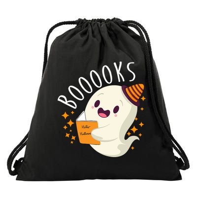 Books Ghost Halloween Cute Funny Drawstring Bag