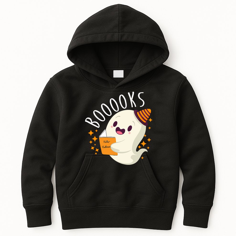 Books Ghost Halloween Cute Funny Kids Hoodie